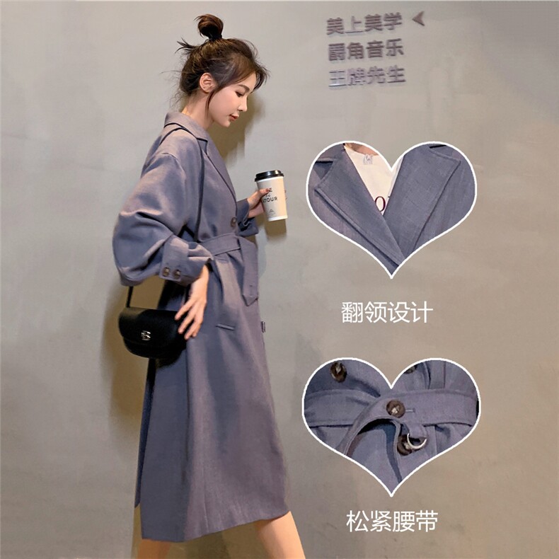 2021年春秋X136P145K218蓝色风衣女中长款,女装风衣,浙宝088