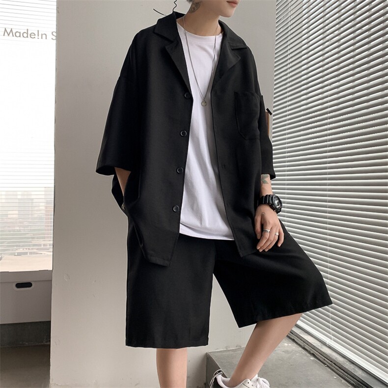 休闲套装男夏季痞帅衬衫外套韩版潮流宽松小西装帅气短裤tz52-p50,男装牛仔裤,星座1008-2