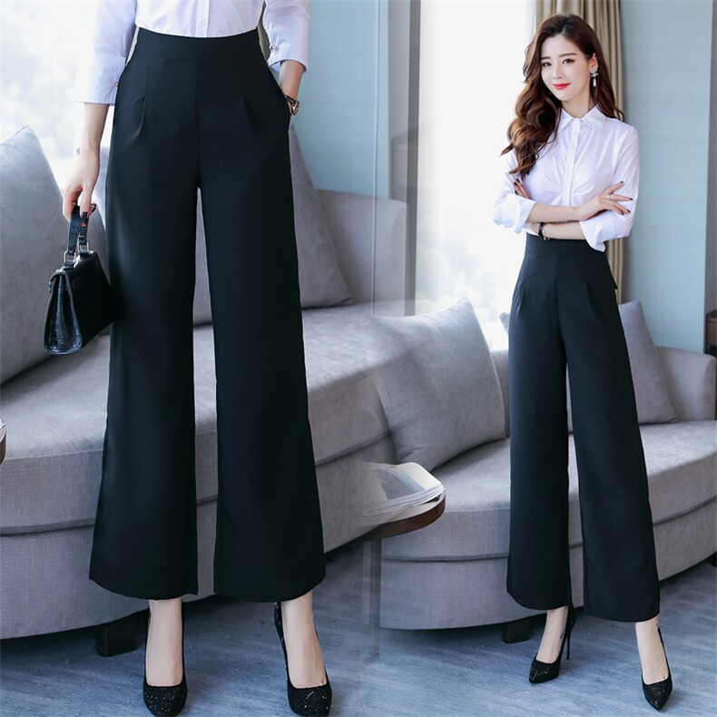 高腰裤涤纶2021春秋季长裤阔腿裤显瘦修身百搭优雅休闲裤，女装连体裤，星宇服饰