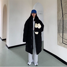 2024冬装新款长款羽绒棉衣宽松大码连帽棉服过膝女装上衣棉袄外套，女装棉衣/棉服，红依娜