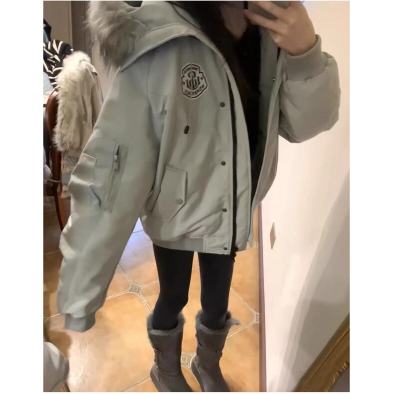 工装派克羽绒棉服女2025冬季加厚新款美式复古大毛领棉衣棉袄,女装棉衣/棉服,星座1210-1