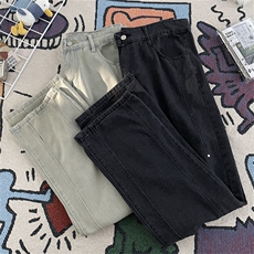 美式复古vibe裤子高街潮牌水洗黄泥染牛仔裤男N01503-P45，男装牛仔裤，星座308B-1
