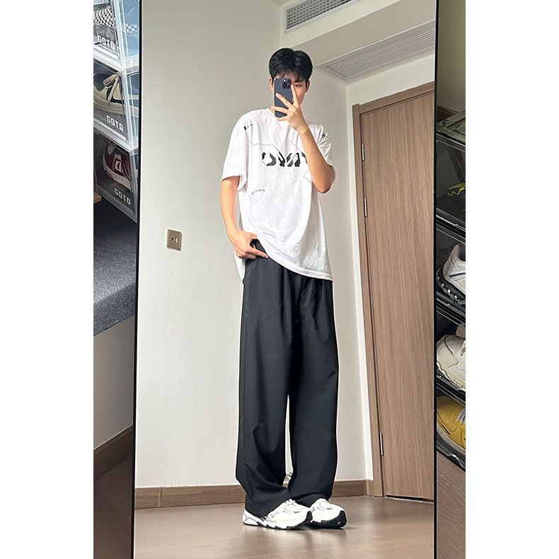 特批30夏季高街小众复古感百搭长裤聚酯纤维97%氨纶3%,男装休闲裤,电商基地A086