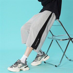 港风男士宽松直筒潮流运动休闲ins蓝底潮牌七分裤DK7108-P43控68图片