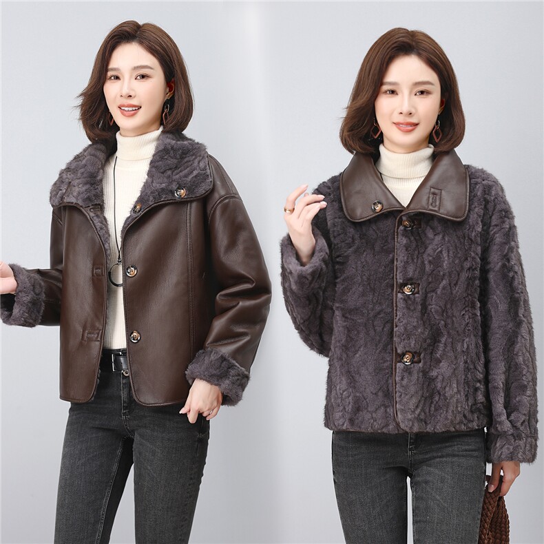 25年新款两面穿皮毛一体外套女，女装大码女装，奕阳依阁