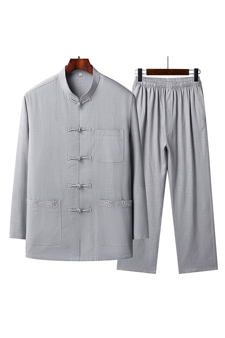 中老年唐装风长袖外套中老年中式晨练功居士服装TR2008-P145,男装民族服装,星座1105-3
