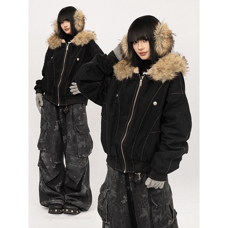 潮座山雕棉服外套女2025冬季新款美式复古男女同款加厚棉衣棉袄,男装棉衣,星座218-8