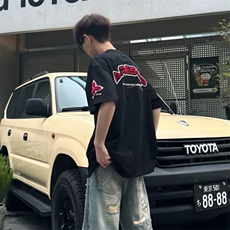 万针全刺绣工艺抖音得物高品质260克重磅纯棉双纱美式高街短袖T恤，男装T恤，电商A486-1