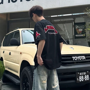 万针全刺绣工艺抖音得物高品质260克重磅纯棉双纱美式高街短袖T恤图片