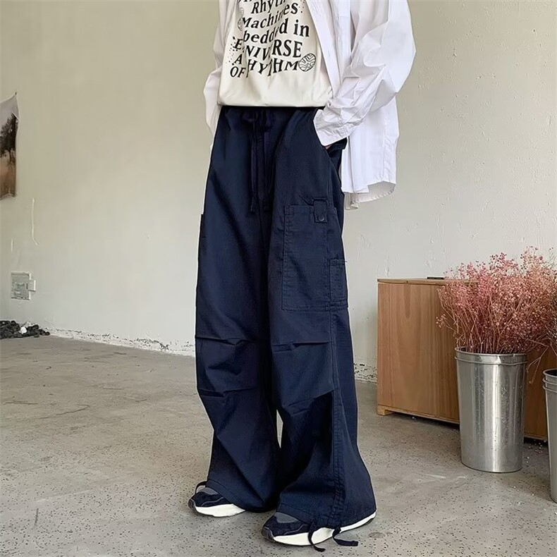 工装裤男夏季美式高级感痞帅阔腿裤垂感直筒宽松休闲裤G9155-p48图片