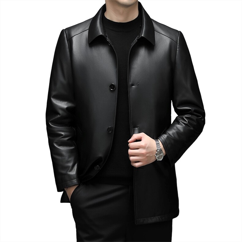 6695Y秋冬新款男士真皮羽绒服男绵羊皮外套中长款商务男装P900,男装羽绒服,电商B360A（原721A）