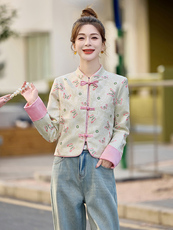 新中式重工刺绣宋锦外套女2025春装新款国风年轻款洋气显瘦上衣，女装短外套，水衣源