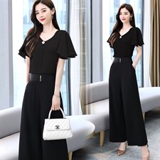 阔腿裤套装2021夏装新款女装韩版时尚气质时髦洋两件套日韩，女装套装/套裙，丽美静依