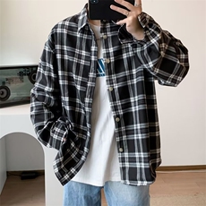 日系韩版潮流休闲外套2023春季格子衫百搭休闲衬衫W7014-P33，男装衬衫，星座512-2