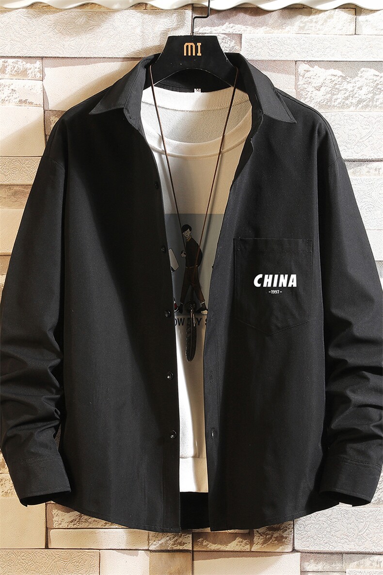 CS15248-P38加绒款-P48长袖衬衫男士大码宽松衬衣男寸衫砖墙,男装衬衫,电商A040A