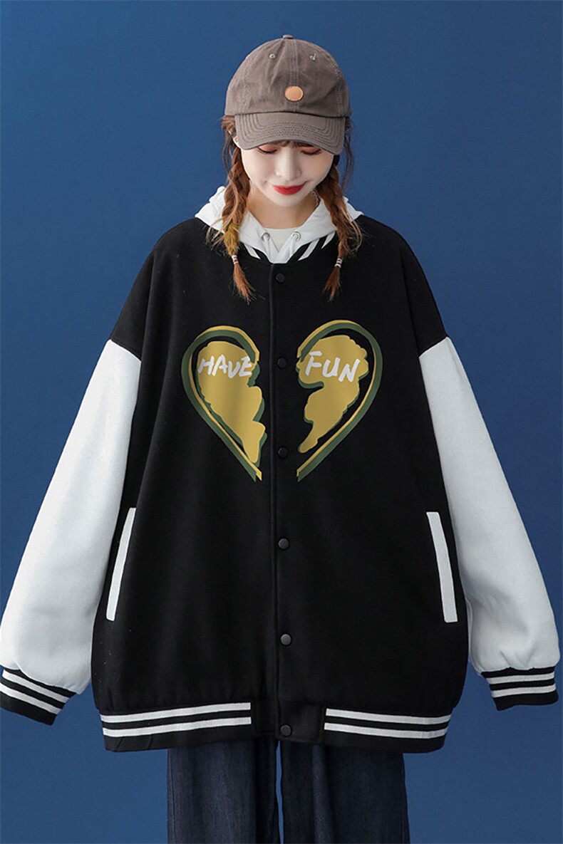 中性风2026秋季新品港风潮牌印花拼接棒球服外套G81p65控78,女装短外套,A247A