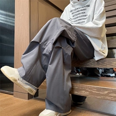 休闲裤男港风潮流高街帅气褶皱个性痞子2024冬季ins长裤K4792-P36，男装休闲裤，星座412-3