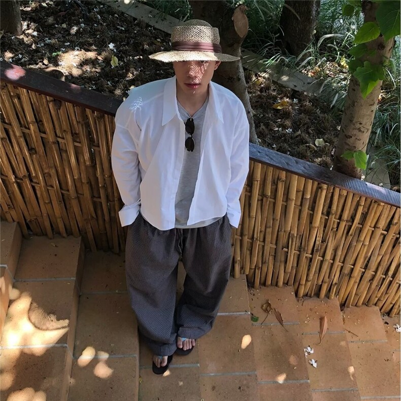 秋冬慵懒风格纹阔腿休闲裤男潮牌宽松显瘦垂感拖地直筒长裤,男装休闲裤,星座506A