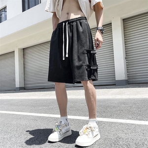 工装短裤男士潮牌超薄宽松休闲中裤夏天新款潮牌速干五分男士夏裤,夏天衣服搭配什么包包好看图片