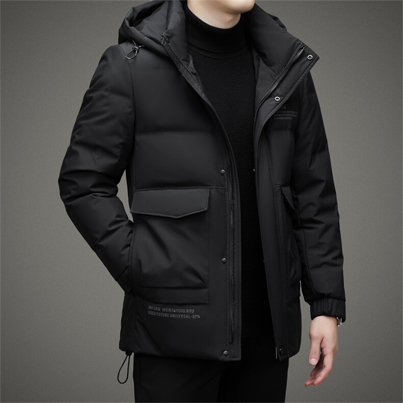2023冬季新款男士连帽羽绒服加厚保暖上衣中年爸爸冬装休闲外套,男装羽绒服,电商B212（原钱塘6029）