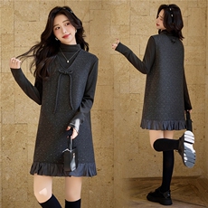 【bao款格雷灰系列】2026春装学院风木耳边亮片V领蝴蝶结两件套，女装套装/套裙，雅静靓衣