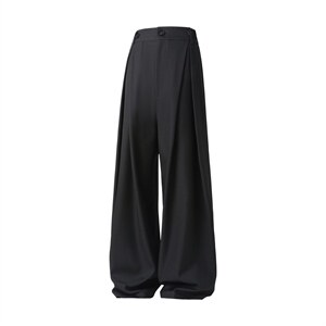 春秋美式高街休闲裤男女垂感阔腿西裤长裤纯色西装裤宽松直筒裤子图片