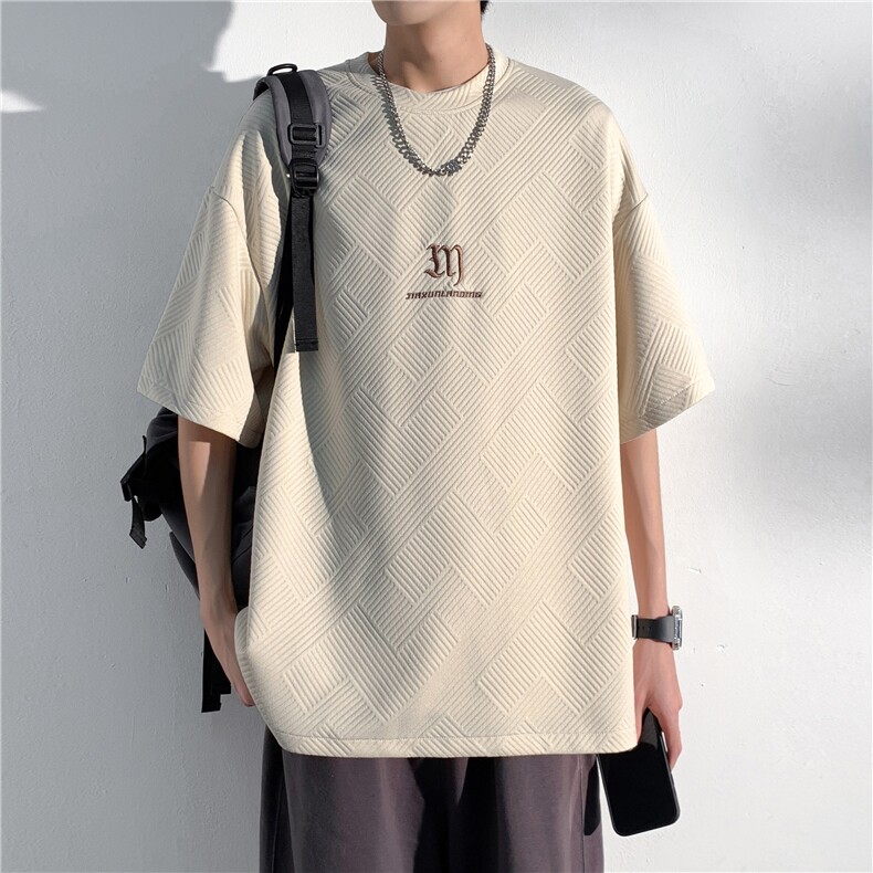 夏季流行休闲针织华夫格提花绣花圆领短袖T恤T3449-P26【特价】,男装T恤,电商A007