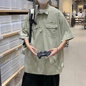 polo衫男短袖港风潮流百搭2023夏季新款ins宽松帅气衬衫W2934-P35图片