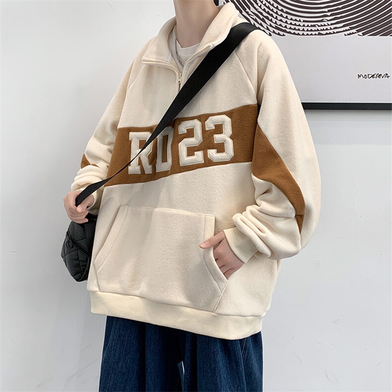 秋冬保暖摇粒绒时尚撞色半高领加绒加厚卫衣男士7376-P75控价98,男装卫衣,电商A441-1