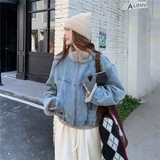 现货主推牛仔派克服加厚毛毛内胆外套2B142-1835#P225-K300，女装派克服，2B142