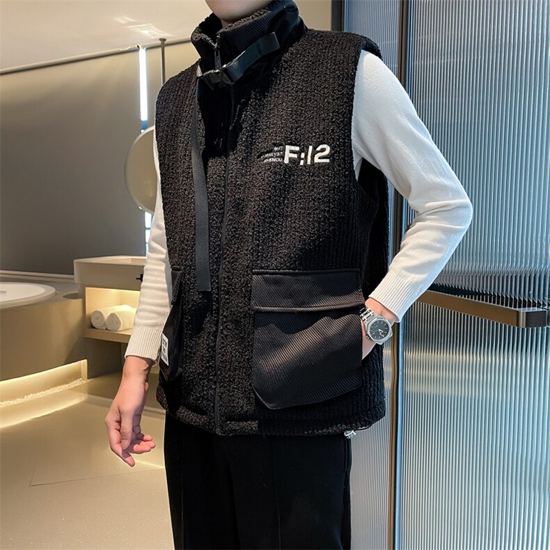 2024冬季加厚羊羔毛立领棉马甲背心外套男M501-p115控165,男装背心/马甲,电商D303