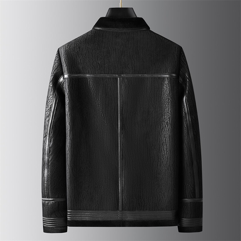 968071冬季新款海宁皮衣男皮毛一体皮夹克商务男装P780,男装皮衣,电商B360