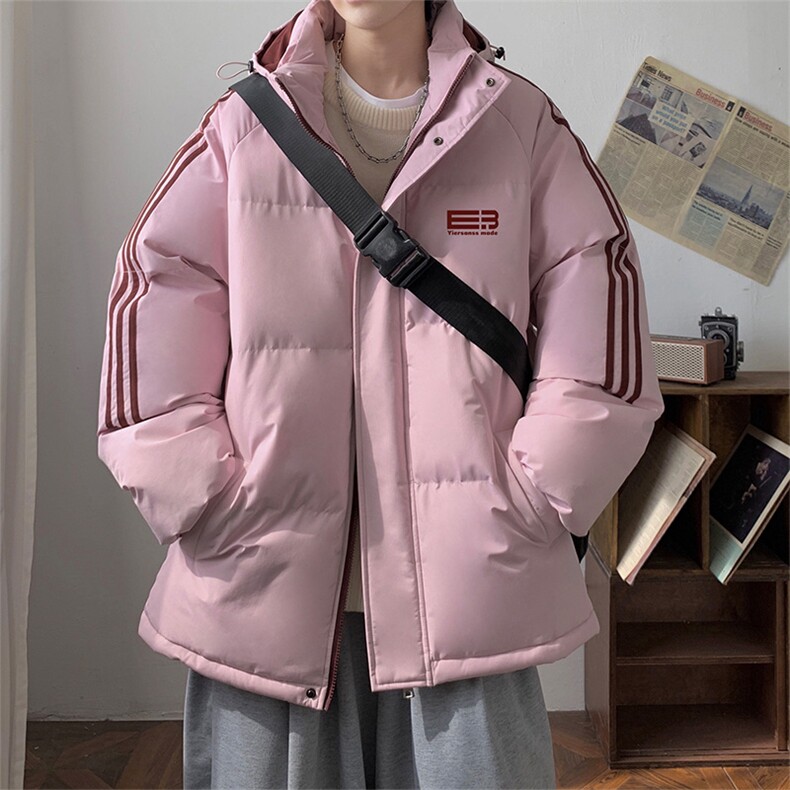 拼三条杠宽松男女情侣羽绒棉面包服连帽棉衣C408 M1245P100图片