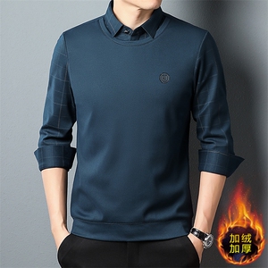 CA1010T607钱塘2020-2中年男士冬季厚款加绒衬衣领针织衫P67图片