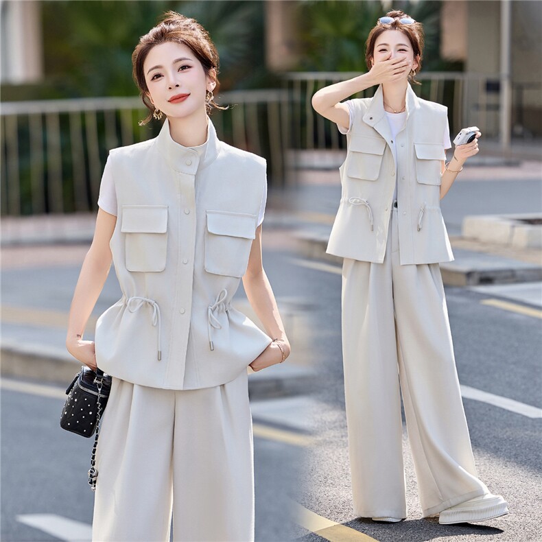 时尚套装女2026夏新款高级感气质轻熟风洋气马甲休闲阔腿裤三件套,女装套装/套裙,艾仟回(原伊仟回)
