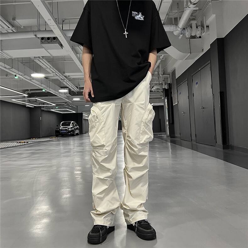 四季款美系宽松中性风潮纯色直筒松紧腰抽绳休闲裤品质，男装休闲裤，星座510-5