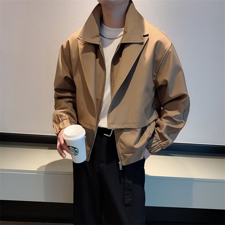 假两件外套男士春秋季痞帅新款发型师潮牌男装上衣痞帅高级感夹克,男装夹克,星座1210-1