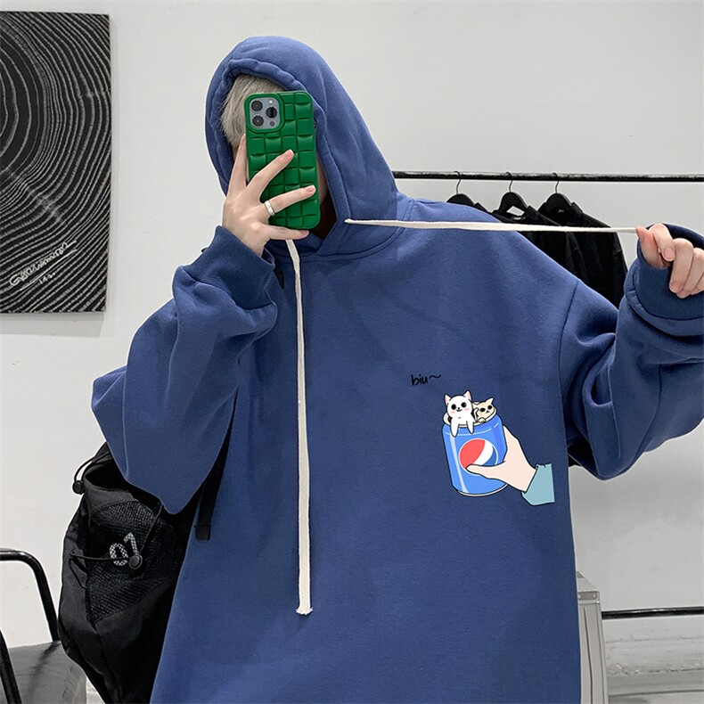 WY2262-P35加绒款-P40纯棉连帽卫衣男大码运动帽衫宽松薄外套男,男装卫衣,电商A040