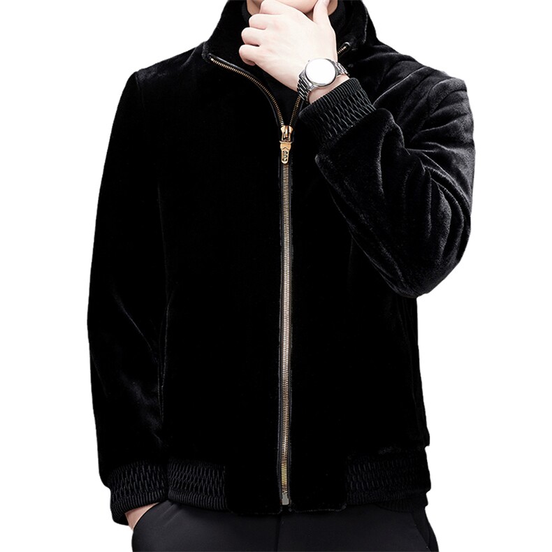 男士2023冬季新款休闲立领外套金貂绒夹克宽松保暖MSNAGM661-P225,男装夹克,电商B212（原钱塘6029）
