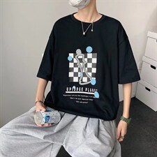 夏季潮牌男士短袖t恤男潮流上衣情侣半袖体恤衫棋盘RT19P28图片
