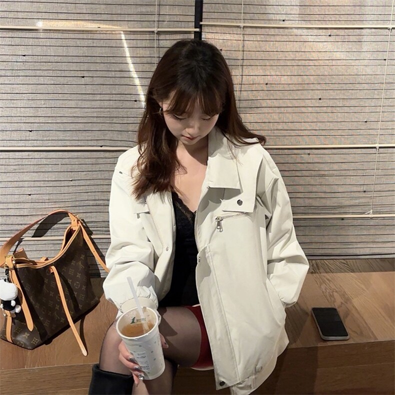 美式高街复古老钱风夹克翻领冲锋衣男女纯色休闲宽松工装飞行外套,男装夹克,电商A486