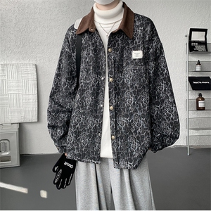现货JK1165-特P65 撞色秋冬美式宽松上衣休闲夹克大码外套图片