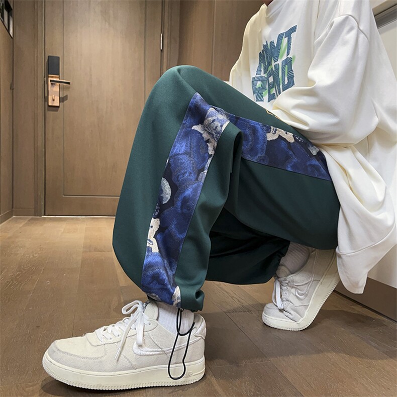 拼接菠萝格短裤男秋季潮牌宽松休闲裤子K870*P30控58,男装休闲裤,星座227-2