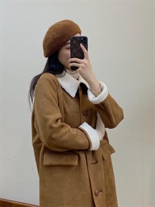 独屿 麂皮复合颗粒外套 现货图片