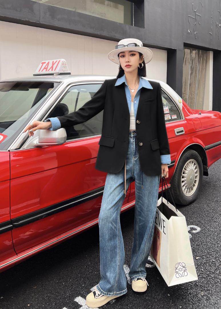 [现货]春款拼接西装,两色、三码，女装西装，依柏璐(1F)