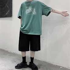 短袖t恤男2023新款港风圆领印花上衣半袖纯棉体恤衫DFY481TP25，男装T恤，电商A102-1