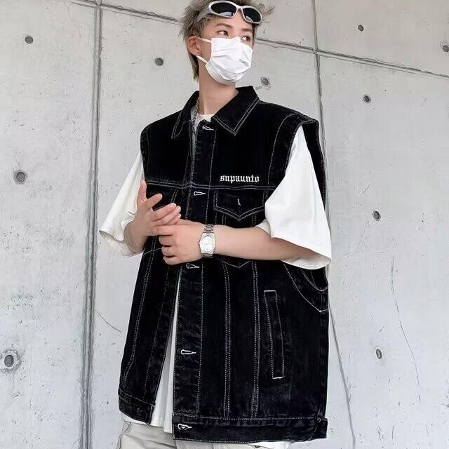 2025夏水洗做旧马甲复古无袖坎肩牛仔背心MJ603,男装背心/马甲,星座1108