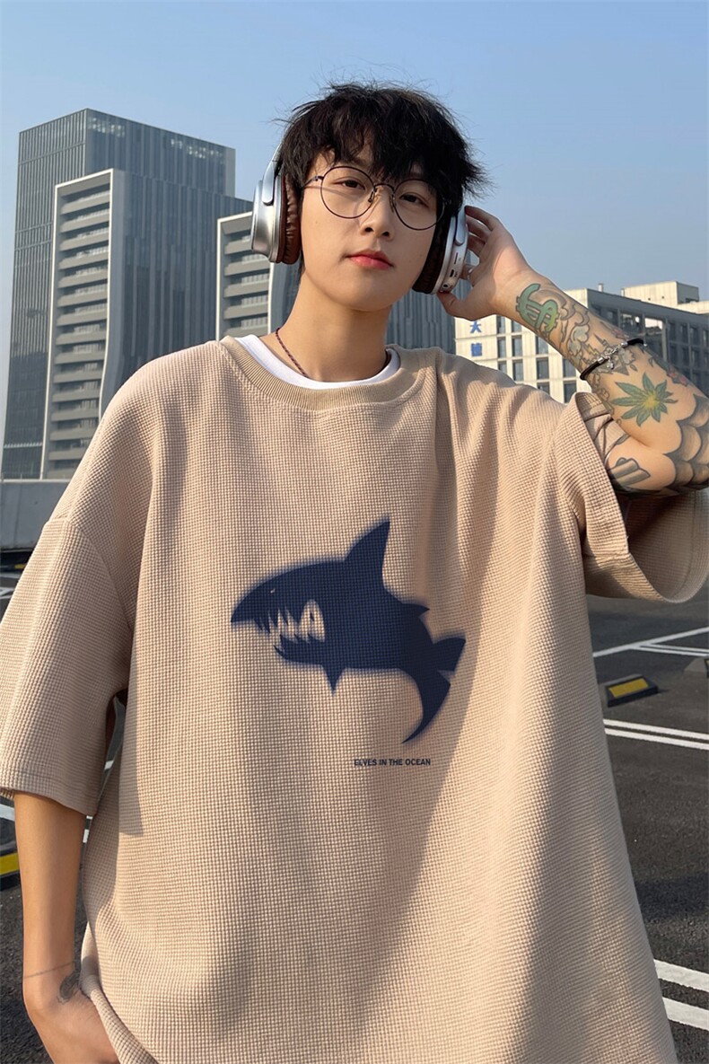 ！2025夏季新款男士潮流华夫格短袖T恤半袖衫TXH2407特P19,男装T恤,电商B220