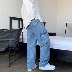 夏季新款日系潮流直筒牛仔裤男机能宽松工装休闲裤现货K8059-P40，男装牛仔裤，星座512-3