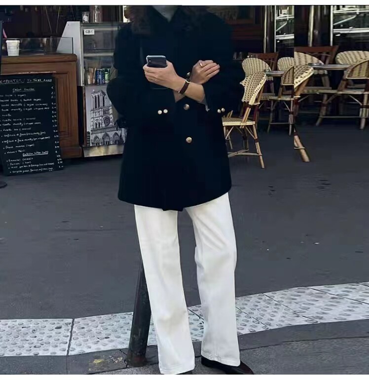 短款西装呢大衣小个子黑毛呢外套2025新款秋冬季保暖8073p85k138,女装毛呢外套,浙宝318